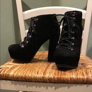 Jessica Simpson suede high heel lace-up boots